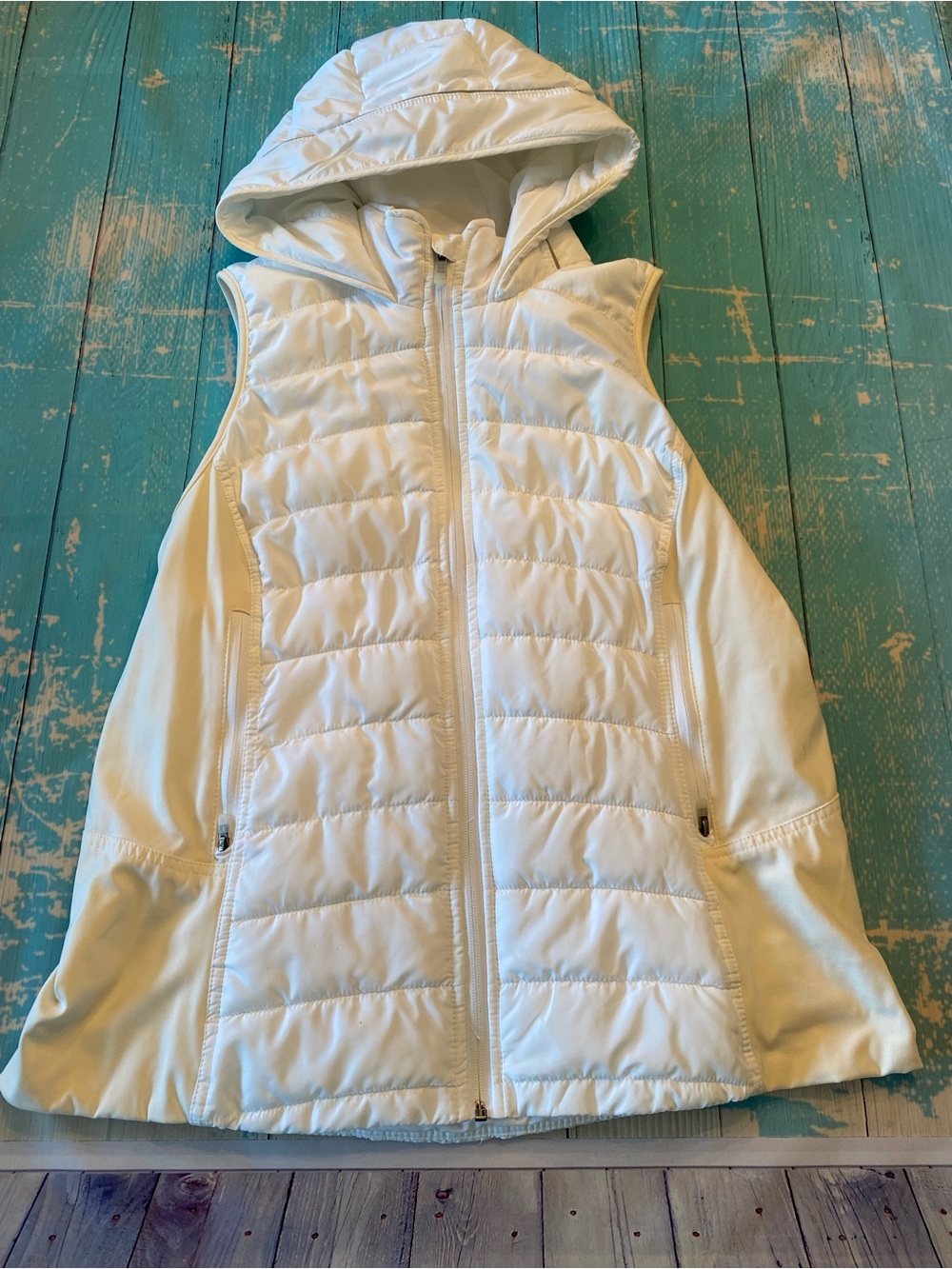 Tangerine Off-White Hooded Puffer Vest
